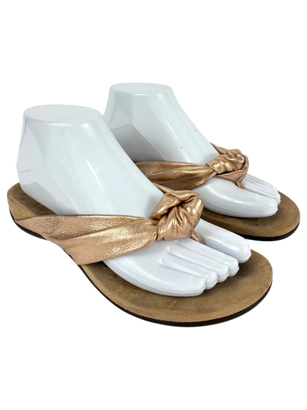Vionic Pippa Leather Sandals 6 Thongs Flip Flips Rose Gold Metallic Comfort Shoe